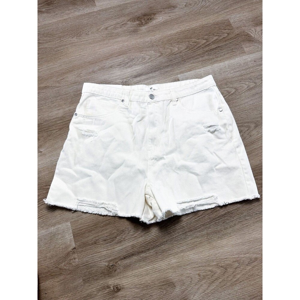 NWT BP White Denim High Rise Cut Off Shorts 33 Womens